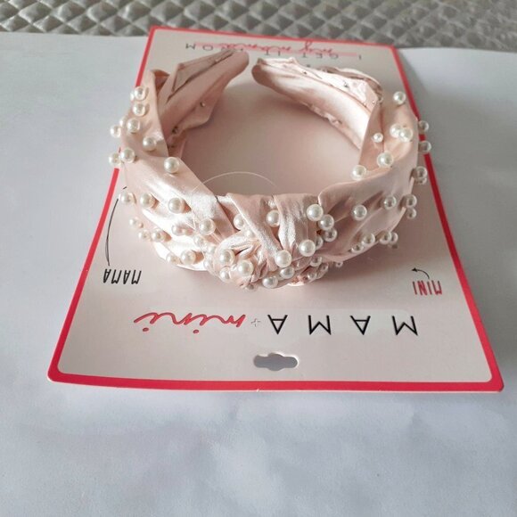 NWT Mama + mini pink pearl knotted headband 2-pack - Picture 5 of 6